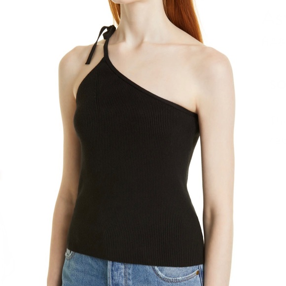 NEW BA&SH BLACK ONE-SHOULDER TANK TOP - Picture 3 of 9